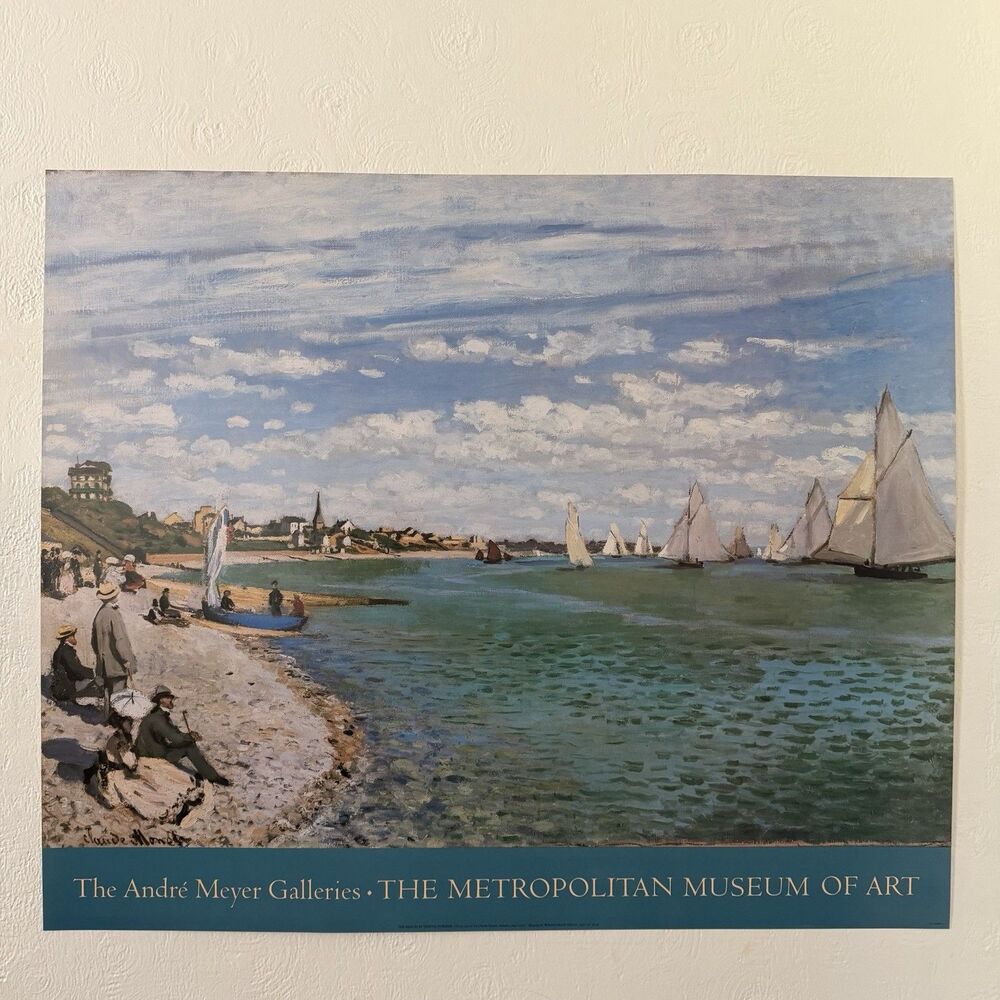 Monet The Beach At Sainte-adresse Metropolitan Museum of Art Poster Print 20x36”